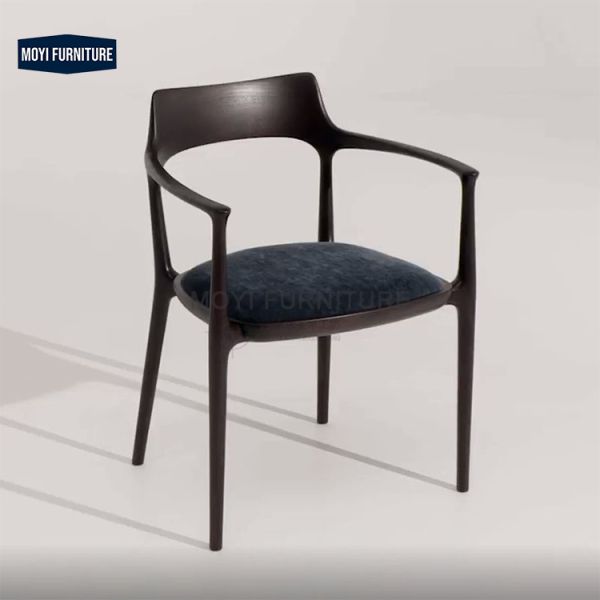 Wooden Foam Fabric Nordic Luxury Modern Top Grade Dining Chair Leather Restaurant Living Room Armchair Custom Mail Packing Y