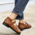 S243 Flower hollow first layer leather handmade women's shoes retro spring and