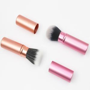 Pink ISO9001 Nylon Retractable Makeup Brush 10.5*2.5cm