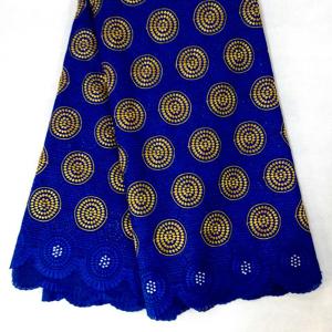China Swiss design african nigeria cotton multi color guipure embroidery lace fabric with stones factory