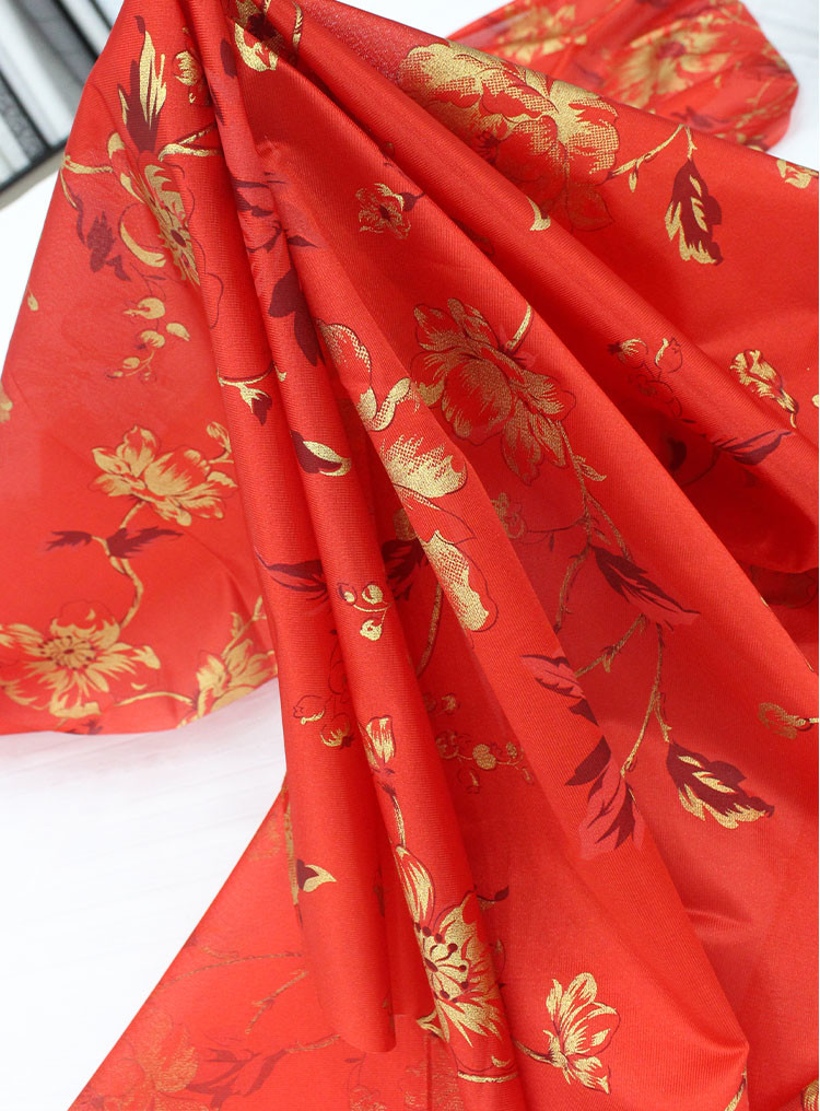 Anti Odor 100% Polyester Mattress Fabric Gold Powder Printing Warp Knitted