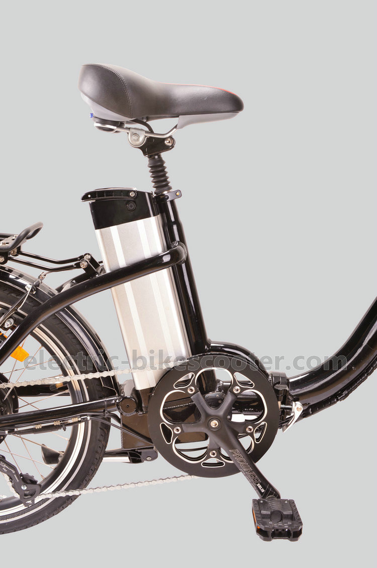 Black 10.4Ah 36V Electric Folding Bike , 20" Cruiser Folding Electric Bike With Disc Brake