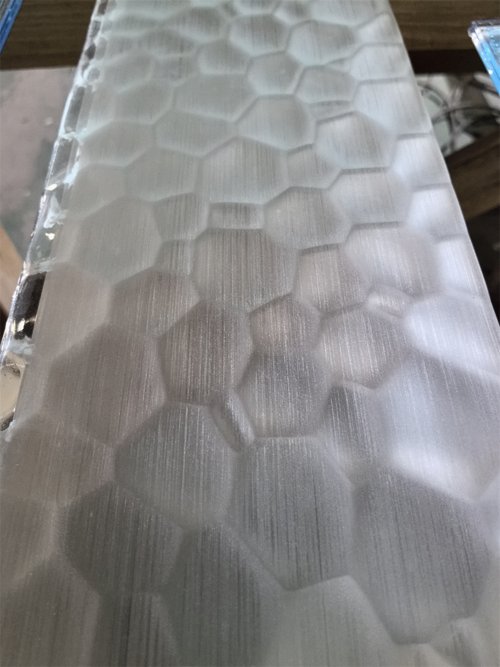 Water Cube Patterned Textured Partition Tempered Art Glass Low Iron Brushed Acid Etched Glass