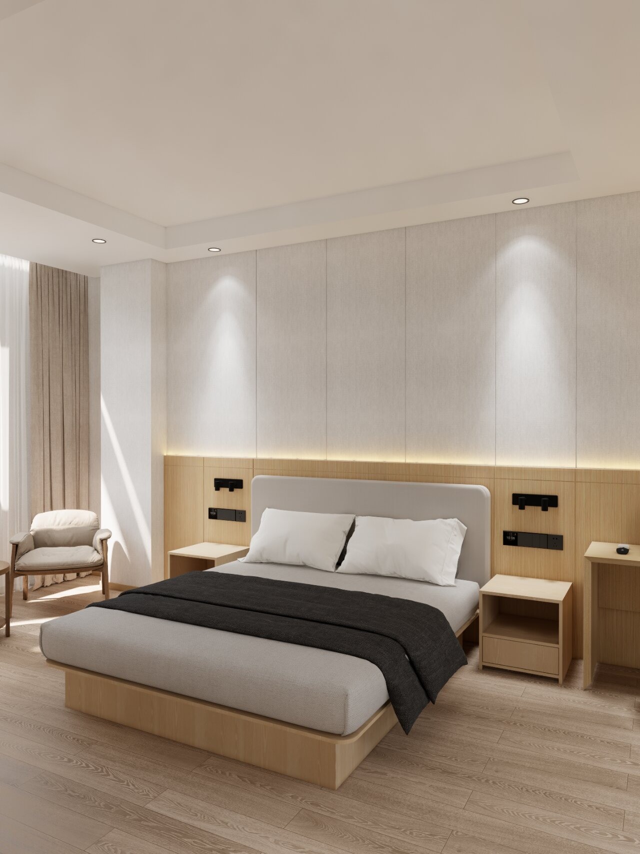 High Grade Hotel Bedroom Furniture Artificial Leather Eco - Friendly Panel