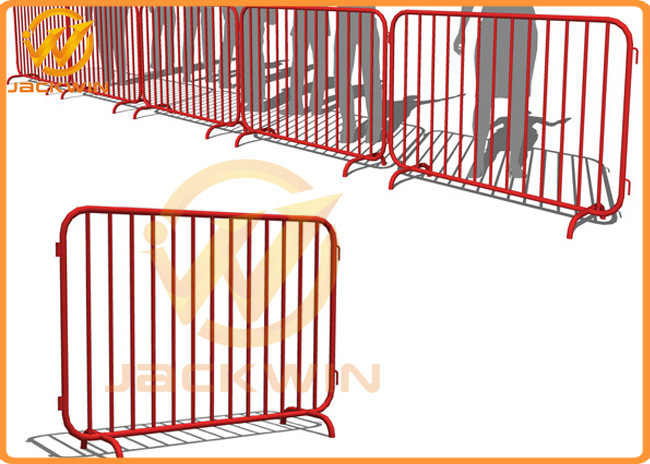 Temporary Flat Feet Galvanized Crowd Control Barrier Iron Tube Customized Size