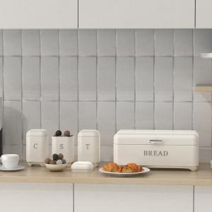 China Storage Solution Crown Series Metal Bread Bin Set Tea Can Coffee Can Kitchen Storage Bread Containers Kitchen Organizer Can factory