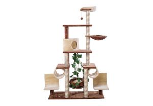 China Plate / Fur Material Modern Cat Tree , Cat Scratch Tower Luxurious With Swing factory