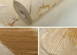 Low Flammability Floral Deep Embossed PVC Living Room Wallpaper Yellow
