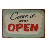 Welcome Tin Sign Door Open Close Metal Signs For Hotel Bar Pub Cafe Garage Wall