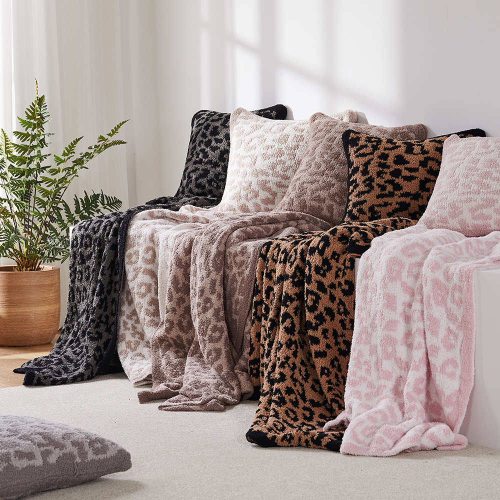 Home Appliance Comfortable Knitted Throw Blanket with Leopard Zebra Print in 22 Colors