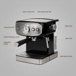 1.25L Removable Battery Powered Coffee Machine Pressure Gauge Milk Frother