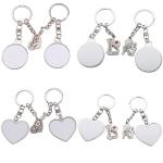 Heart And Round Shape Sublimation Blank Metal Keyring For Lovers Bag Pendant