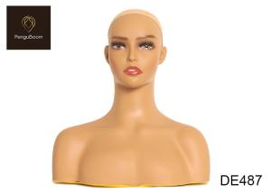 China Strong Practicality W36cm Pretty Mannequin Head With Shoulders Human Skin factory