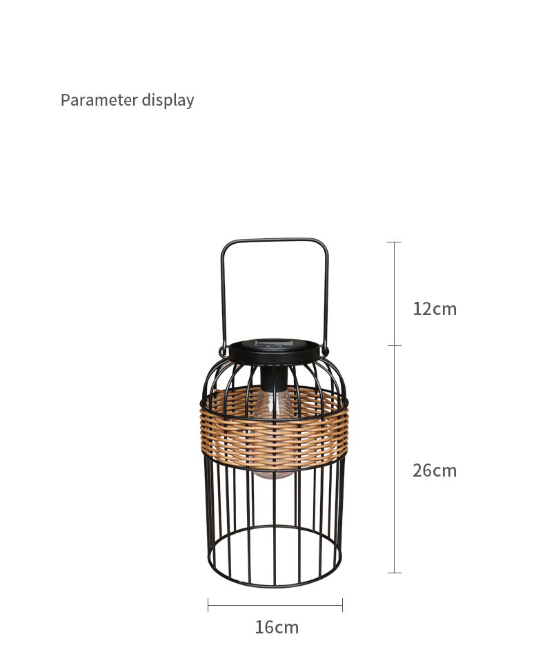 Small Portable Rattan Woven Solar Lights For Balcony Table Atmosphere