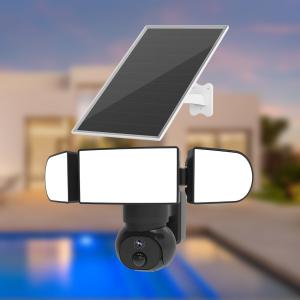 China 4G 8W Solar Panel Camera Outdoor 3.6mm Lens H.265 1500 Lumens Solar Camera Floodlight factory