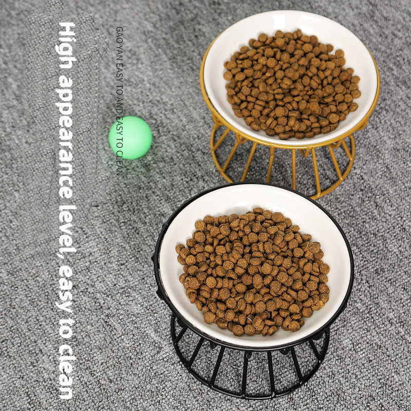 Ceramic Cat Food Basin Double Bowls Protect Cervical Vertebra