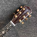 Custom All Solid KOA Wood Acoustic Electric Guitar Real Abalone Binding Ebony