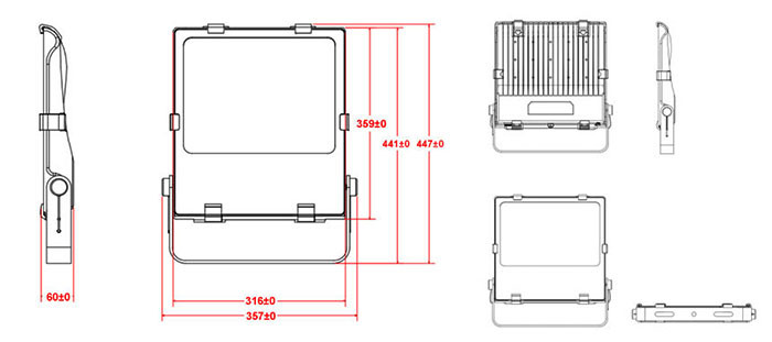 Outdoor LED flood lights 100W 150W product size