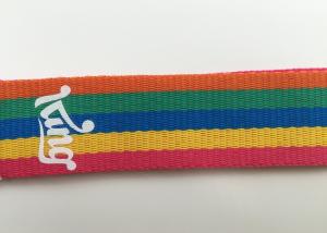 China Rainbow custom logo Silk Screen Lanyards , safety release lanyards with buckle factory