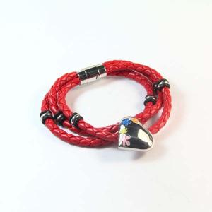 China Europ American Fashion Trendy Stainless Steel Geniune PU Leather Bracelet Bangle LBL241 factory