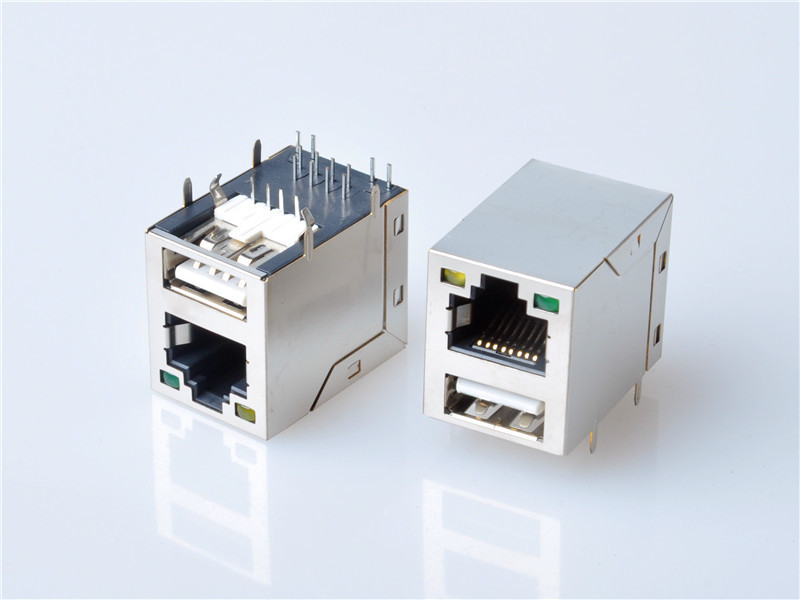 RJ45 Jack With 10/100 Base-T Magnetics , USB2.0+RJ45，100BASE ，HULYN