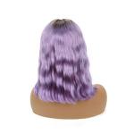 100% Human Hair Cut Short Ombre Purple Bob Lace Front Wig For Women