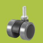 thread stem casters double wheels,PVC PA swivel caster 35mm