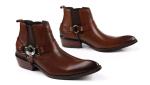 Customized Mens Leather Dress Boots Winter Slip On Boots With Mental Chain