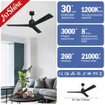 52 Inch Metal Wood Indoor Decorative Ceiling Fan with 5 Speeds and Natural Wood