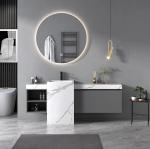 Modern Sintered Stone Slate Freestanding Pedestal Wash Basin Cabinet Set