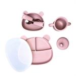 Bear Shape Silicone Baby Feeding Set 6Pcs BPA Free Suction Bowl With Lid