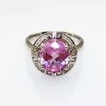 Women Jewelry Oval Pink Cubic Zircon with Rhinestone Sterling Silver Ring(R187)