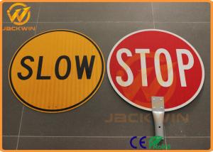China Anti UV Reflective Traffic Warning Signs Telescopic Pole Aluminum Plate Slow Stop Bat factory