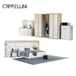 Contemporary White Leather Headboard Wood King Size Bed Home Double Modern