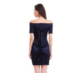 Polyester 2XL Embroidered Corset Bandage Dress Black And Purple
