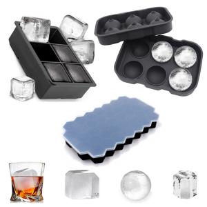 China Silicone Ice Cube Trays 3 Pack - Large Size Silicone Ice Cube Molds With Leak Proof Removable Lid Square Ice Cube Tray And BPA Free For Cocktail factory