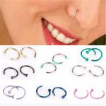Women Stainless Steel Nostril Nose Hoop Stud Ring Clip On Nose Body Jewelry Fake