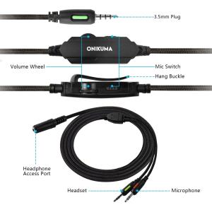 3.5mm 2.2m 2.2kohm Onikuma K1b Gaming Headset