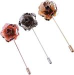 Men's Metalic Gold Flower Lapel Pin/Shirt Stud Brooch Golden, Gentleman's