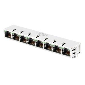 China LPJG88851AWNL 10/100/1000 Base-T Tab Up Green/Green LED 1x8 Port RJ45 Jack Connection factory