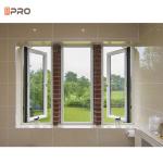 Waterproof Wooden Print Aluminum Casement Windows Simple Grill