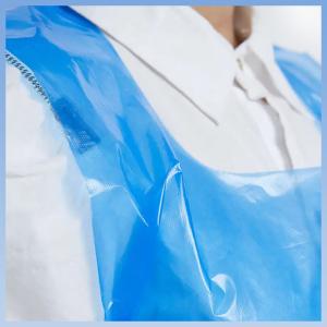 China Industrial CPE Blue Disposable Aprons For Adults Pollution Proof factory