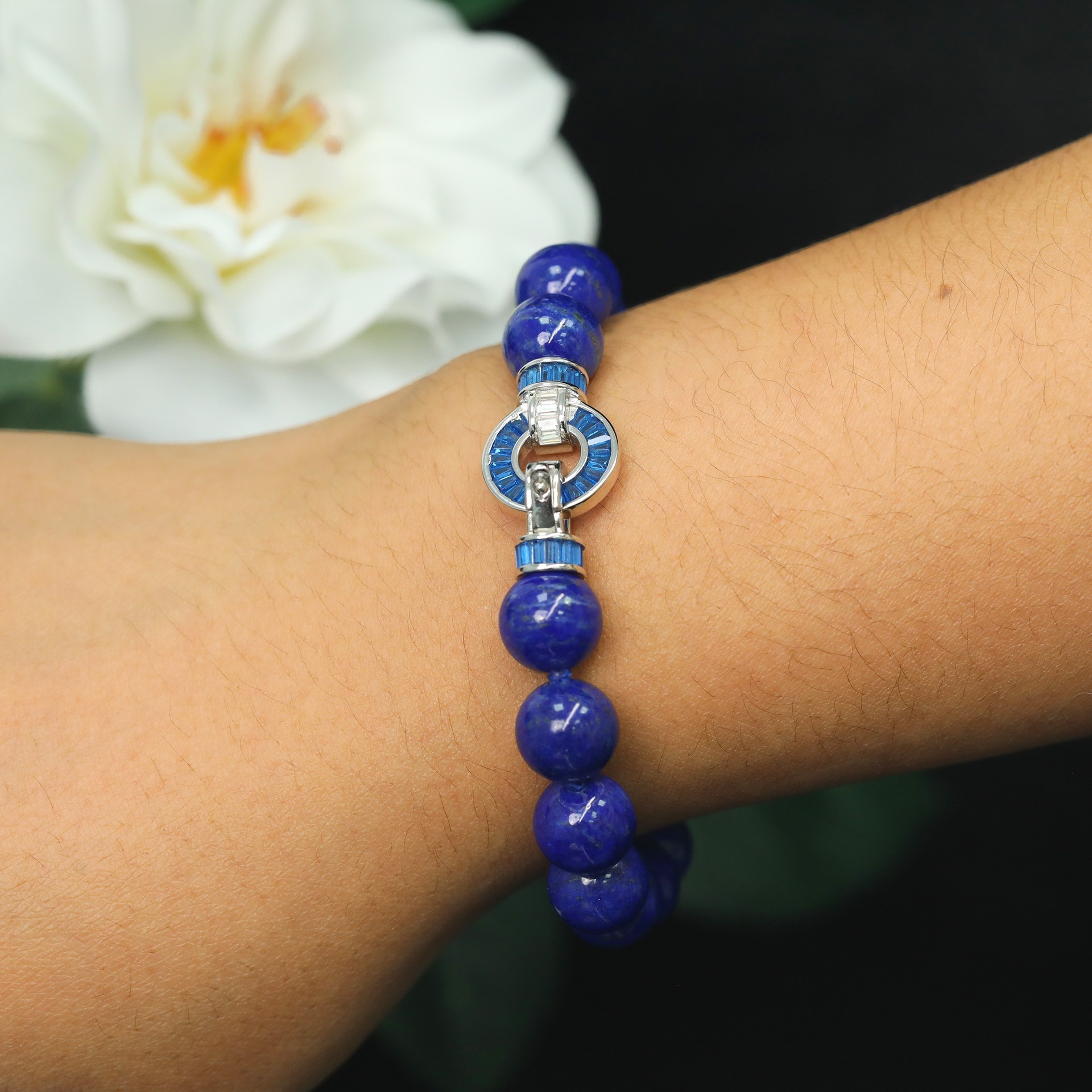 925 Silver Gold-Plated Bracelet Versatile Jewelry For Girls Lapis Lazuli Genuine Celebrity Hot-Selling Blue Bracelet Multi-Circle 108 Buddhist Beads