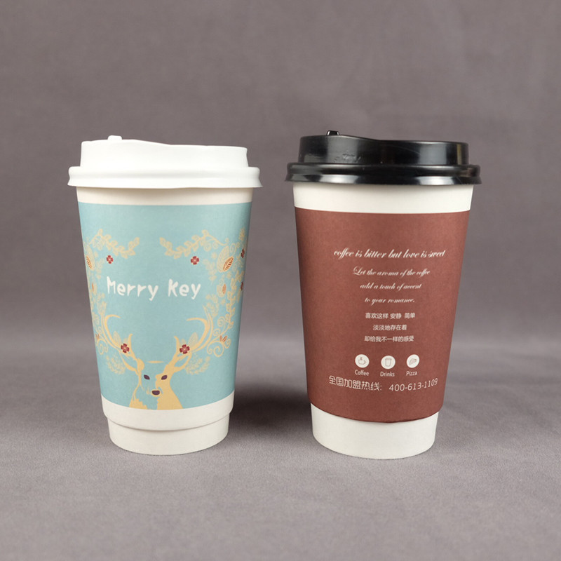 ripple wall Double Layer Paper Cup / 8 Oz Biodegradable Cups With PE Lid