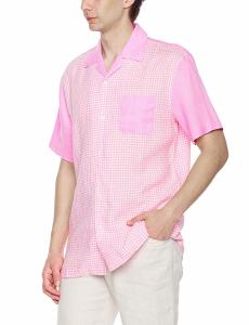 China 100% Linen Camp Collar Business Mens Casual Short Sleeve Shirts Contrast Check Pattern factory
