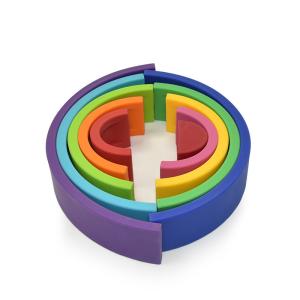 China Educational Silicone Blocks Latex Free Baby Stacking Toy Big Rainbow factory