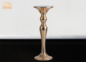 China Classic Gold Leafed Fiberglass Pedestal Plant Stand Round Wedding Decor Items factory