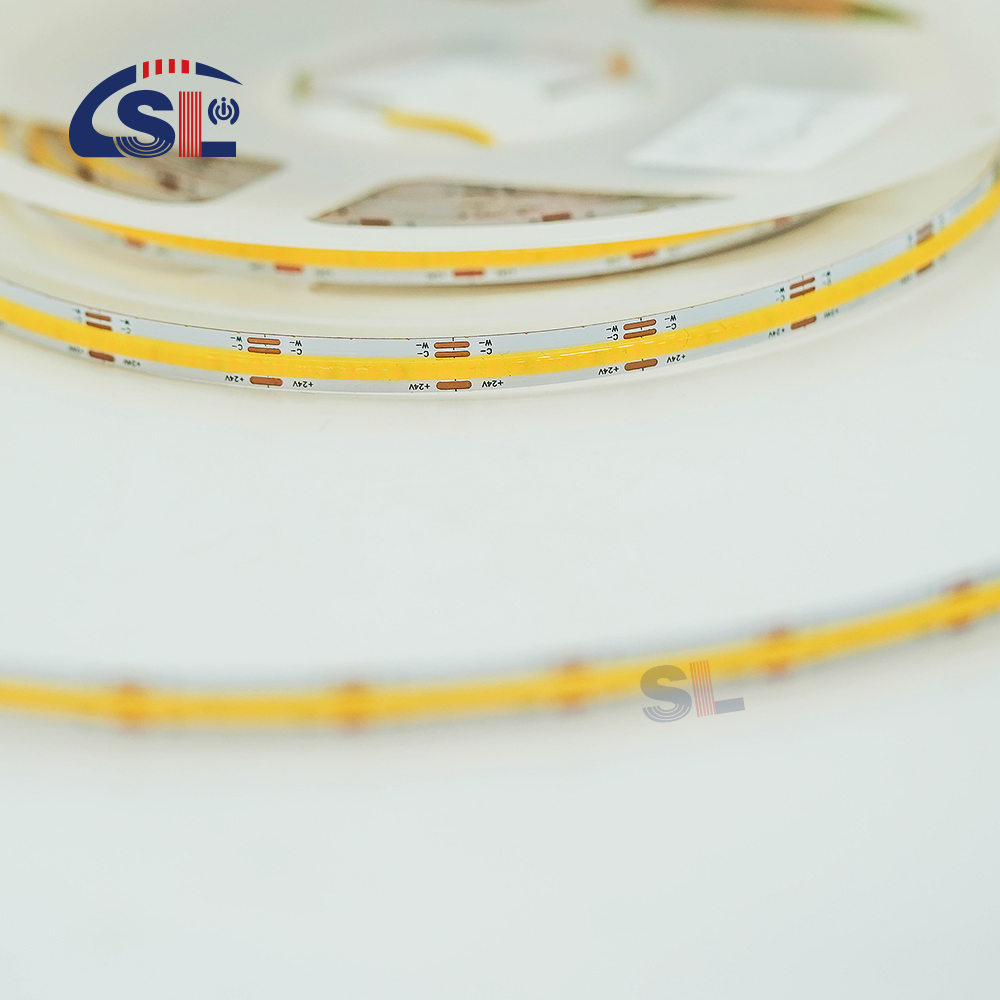 Non-waterproof 24v COB 320Ds 8mm Ra 80 CCT Tri-color Cob LED Light Strip
