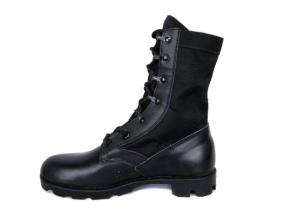 EUR39-47 Black Genuine Leather Tactical Boots Waterproof Black Leather Combat