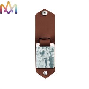 China SS316L Leather Photo Key Chain With Engraving Words factory